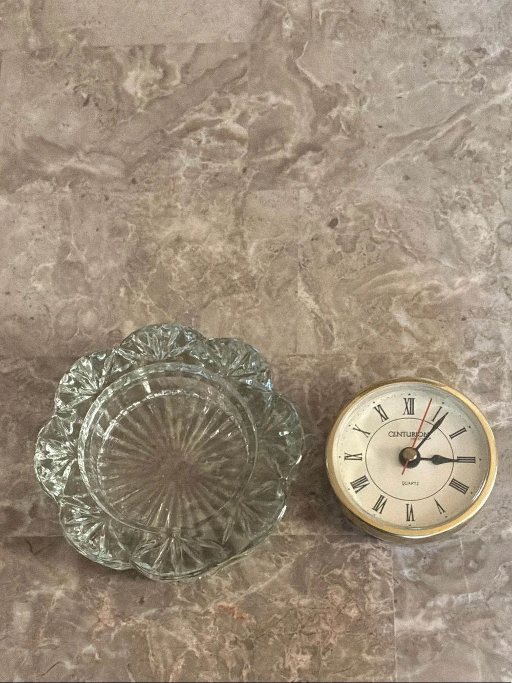 Clear Crystal Floral Mantel Clock - Clear